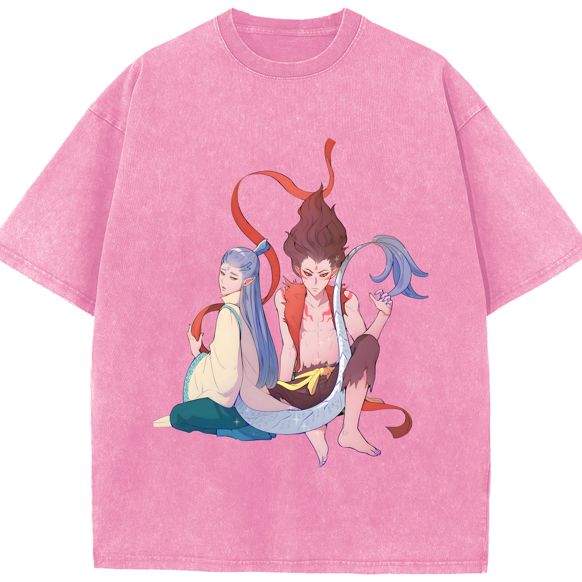 （画像用） Ne Zha 2 ナタ 魔童の大暴れ 綿100% ヴィンテージ風 半袖Tシャツ（フロントプリント）